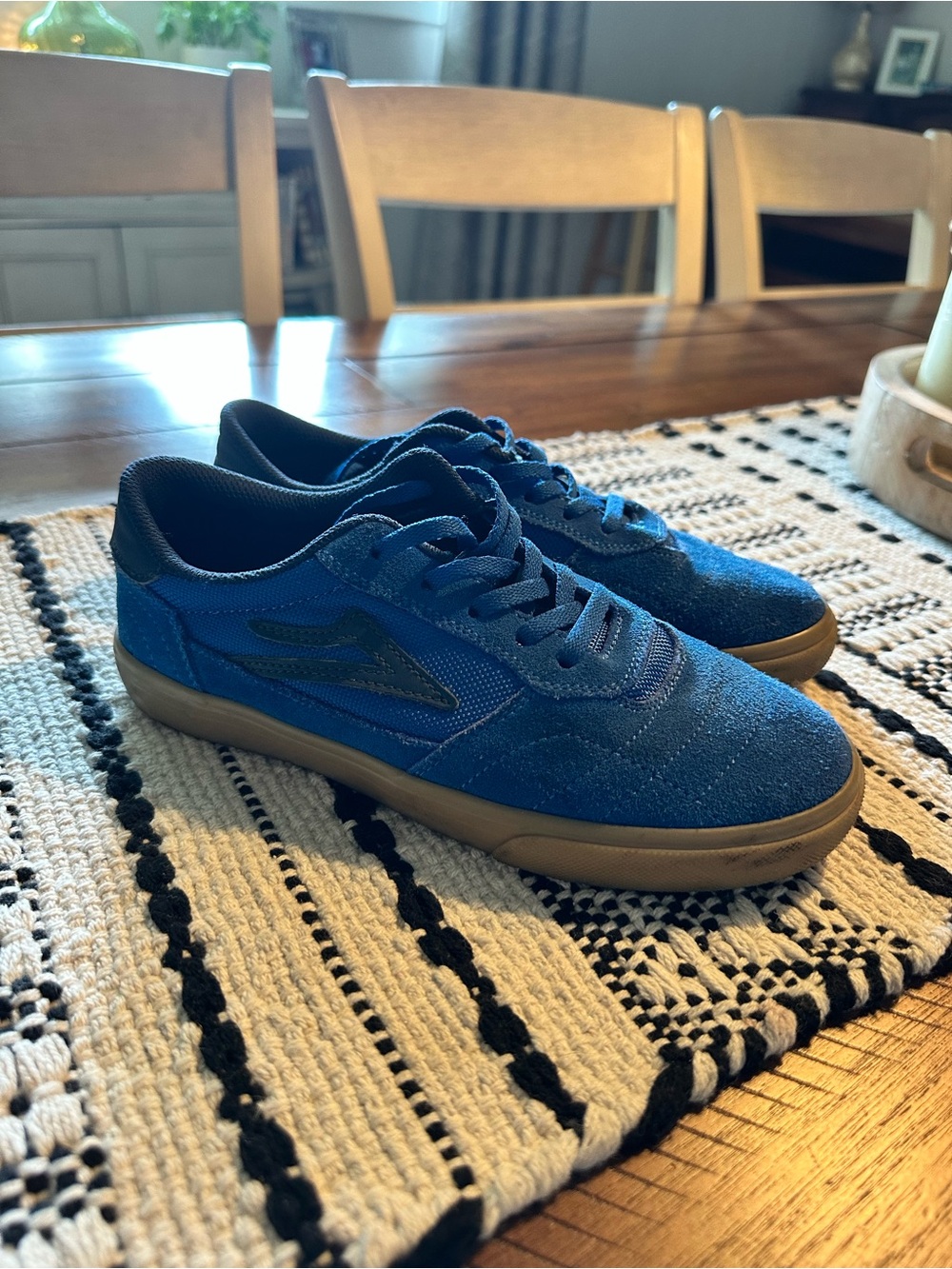 Boys Lakai Blue Suede Low-Top Sneakers with Gum Sole